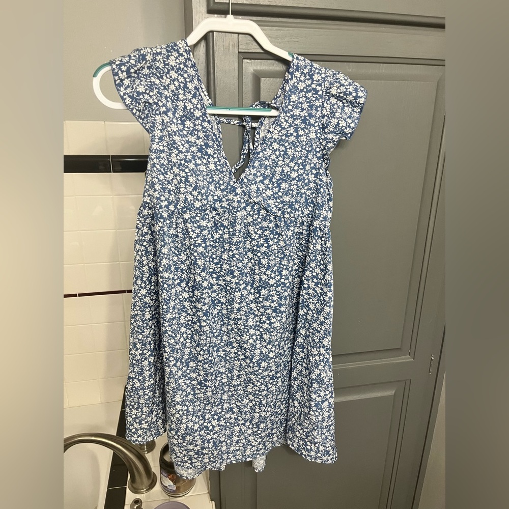 Shein frenchy ruffle armhole ditsy floral dress